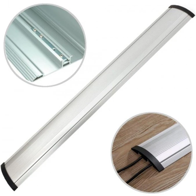 Listwa maskująca przewody TV maskownica napodłogowa naścienna 139x22mm srebrna aluminium 1,1m - obrazek 1