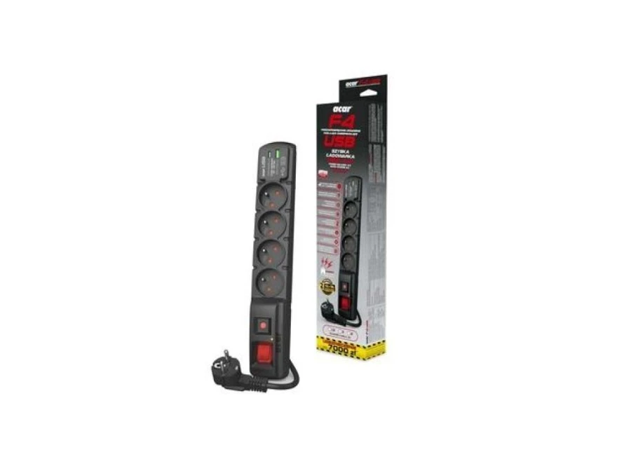 Listwa zasilająca ACAR F4 USB A+C 5M 4X 230V PL PD 3.0 QC czarna W2441 - obrazek 2