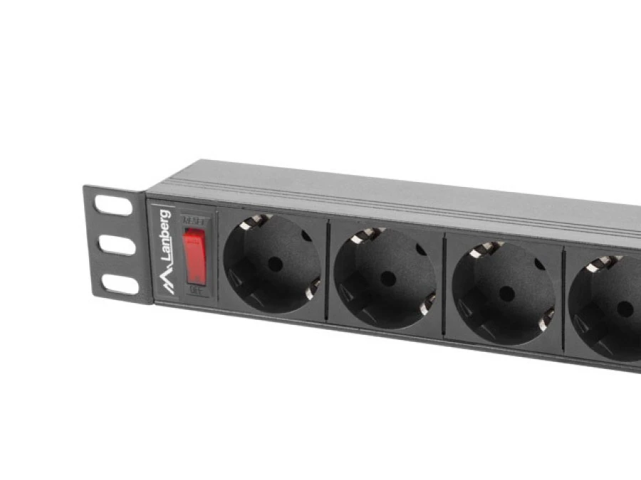 Listwa zasilająca RACK PDU 19 LANBERG 1U 16A 9X SCHUKO 3m czarna - obrazek 2