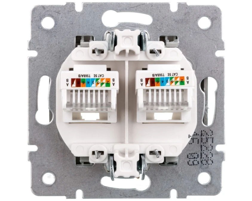 LOGI Gniazdo komputerowe (2xRJ45Cat 5e Jack) niezależne Srebrny 25228 - obrazek 2
