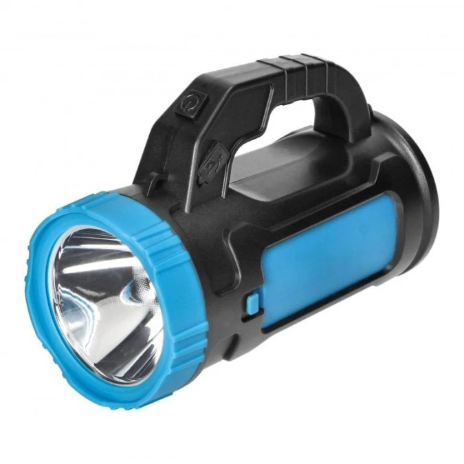 Latarka LED SMD 3W + COB 3 W, 110 lm, dwie opcje zasilania ‑ akumulator 1200 mAh lub 3xAA (niebieska) - obrazek 1