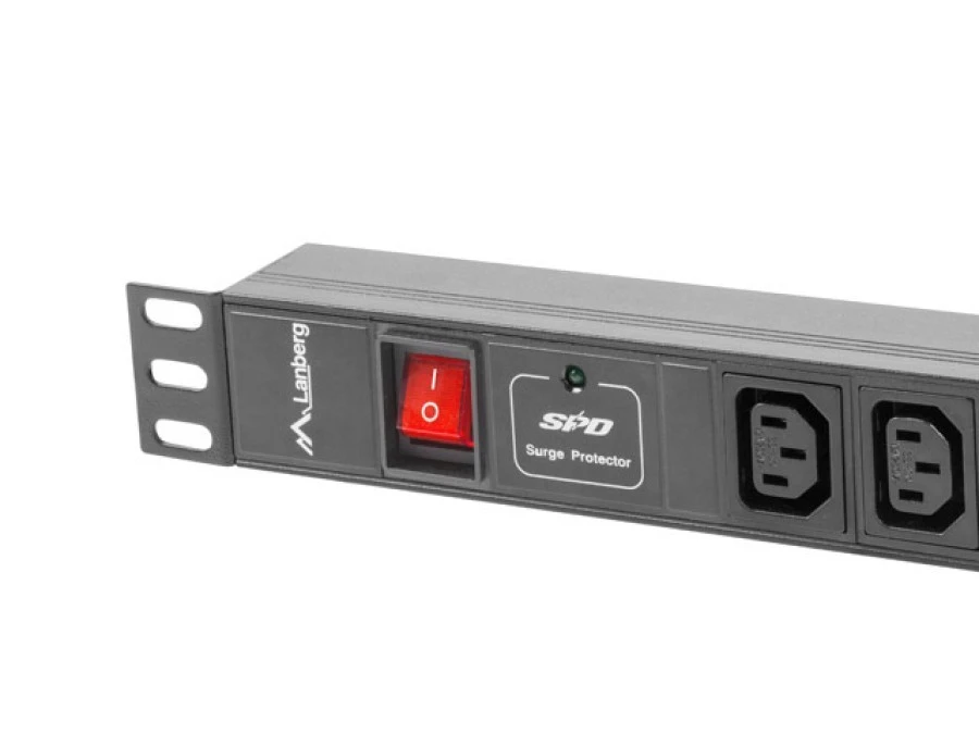 Listwa zasilająca RACK PDU 19 LANBERG 1U 16A 8X IEC C13 2M czarna C20 - obrazek 3