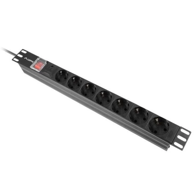 Listwa zasilająca RACK 19 1U 7 gniazd SCHUKO z wyłącznikiem 2m LANBERG - obrazek 1