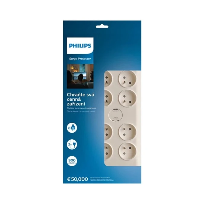 Listwa przepięciowa 8 gniazd biała Philips SPN7080WA/60 - obrazek 2