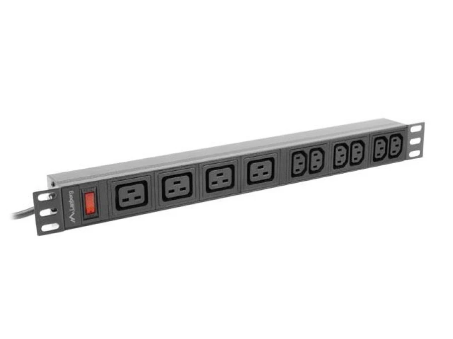 Listwa zasilająca rack pdu 19 lanberg 1u 16a 2m 4x c19 6x iec c13 czarna c20 PDU‑04I1906I‑0200‑C20‑BK - obrazek 1