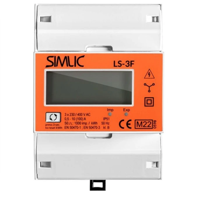 Licznik energii elektrycznej 3‑fazowy 100A 3x230/400V z wyświetlaczem SIMLIC LS‑3F MID 85402010 - obrazek 2