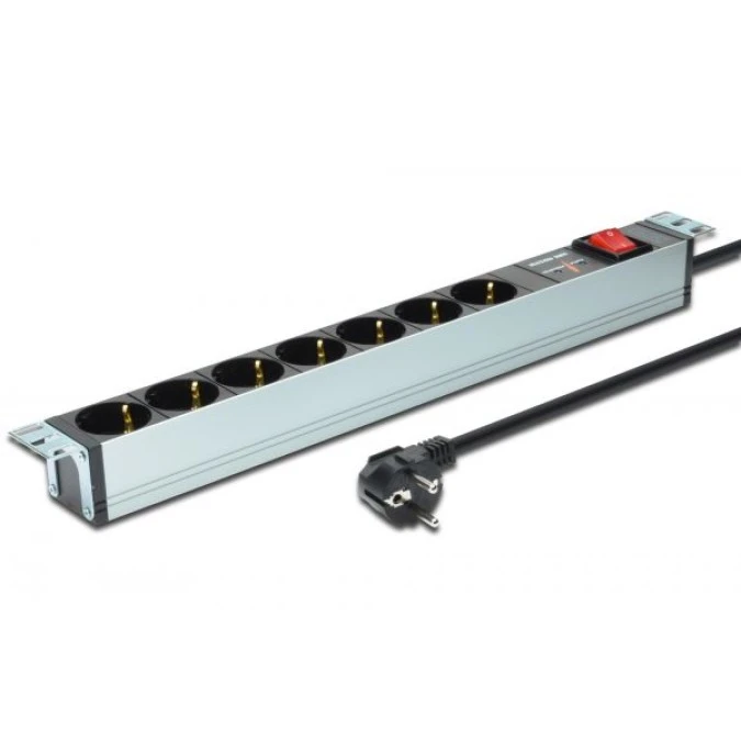 Listwa zasilająca do szaf rack (PDU) 19 cali 7x Schuko DN‑95407 - obrazek 2