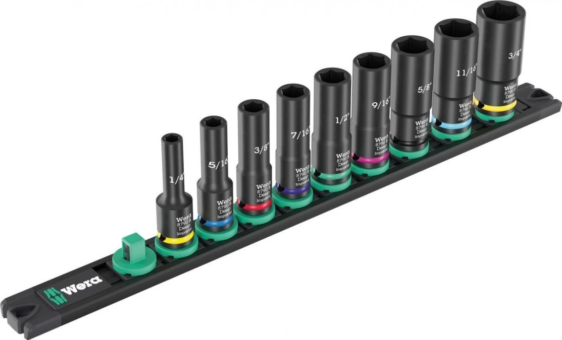 Listwa magnetyczna 9661 B Impaktor Deep Imperial 1 z zestawem kluczy nasadowych, 3/8, 9 części, WERA 05005591001
