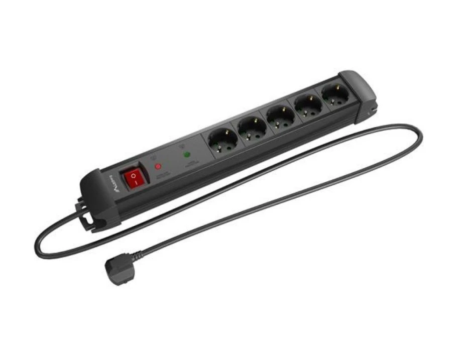 Listwa zasilająca LANBERG SP1 5M 5X 230V SCHUKO czarna SP1‑05F‑0500‑BK - obrazek 1