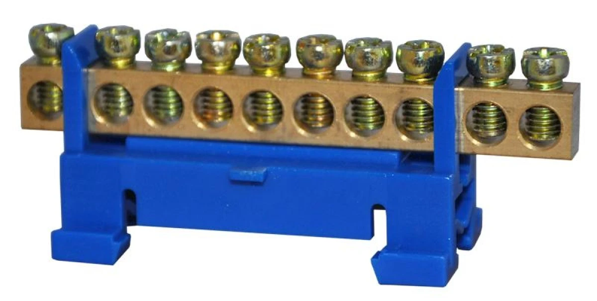 Listwa zaciskowa 10‑torowa 10mm2 TH35 niebieska LZ‑10B - obrazek 1