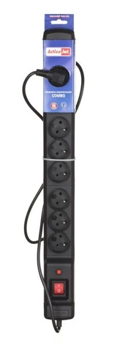 Listwa przeciwprzepięciowa Activejet ACJ Combo 9gn 1,5m (9 x UTE 10 A 1,5m kolor czarny) - obrazek 2