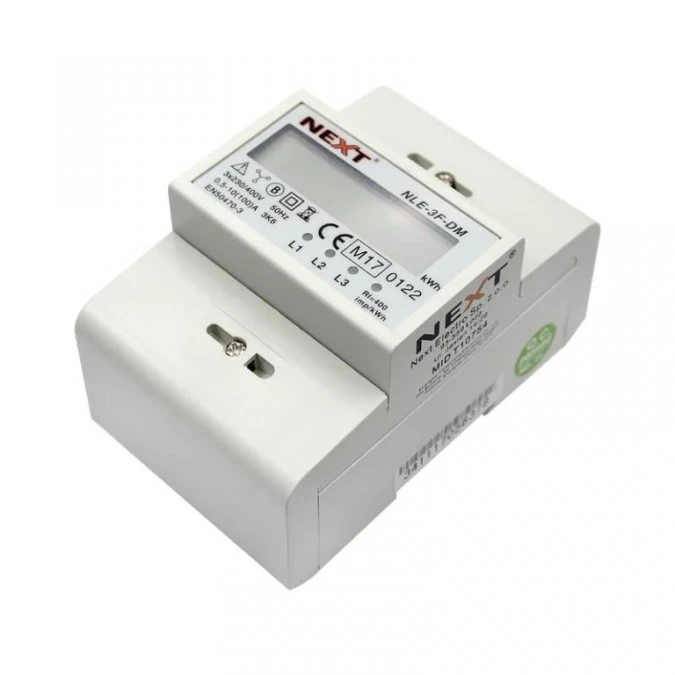 Licznik zużycia energii elektrycznej 3fazowy, MID, na szynę DIN TH‑35, lb 0,5‑10A, lmax 10A NLE3FDM - obrazek 1