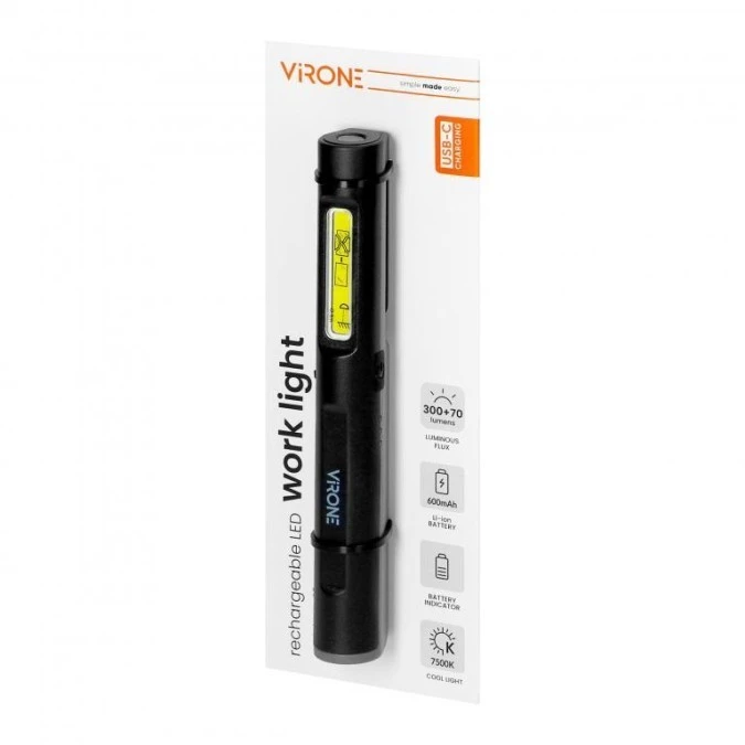 Latarka warsztatowa LED, 5+3W, 300lm+70lm, 600mAh, magnes, klips,WL‑16 - obrazek 3