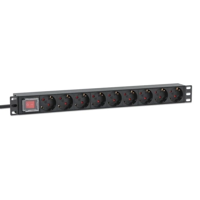 Listwa zasilająca Rack z włącznikiem 19 1U 9 gniazd Schuko 715133 /2m/ - obrazek 2