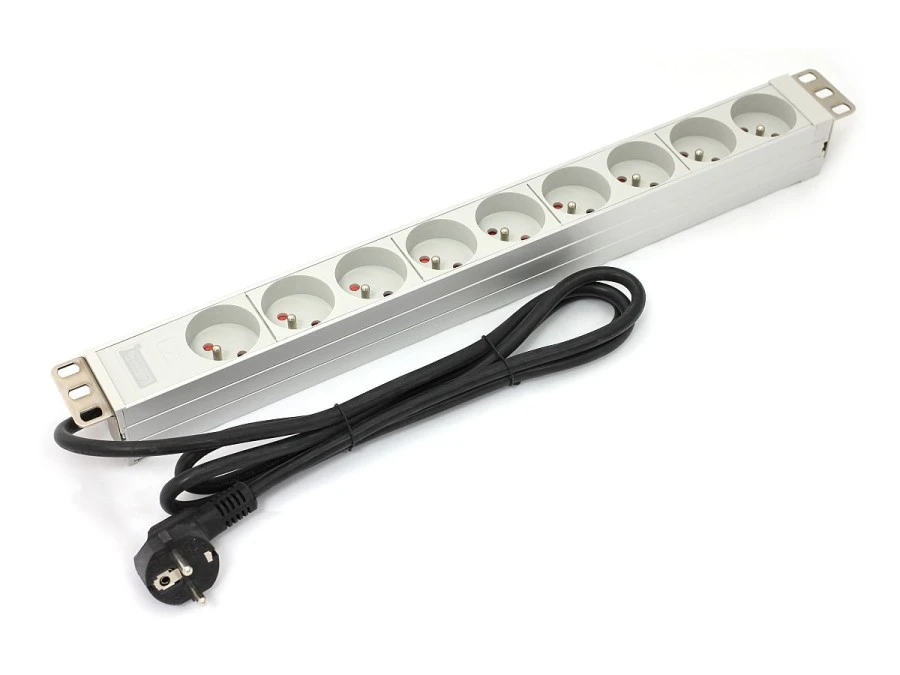 Listwa zasilajaca do szaf 19 cali (PDU) 1U 9x 2P+Z kabel 1,8m A‑19‑STRIP‑3‑IMP - obrazek 1
