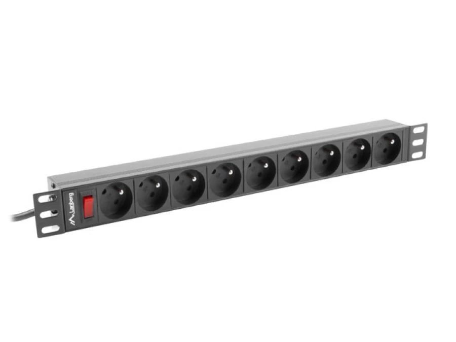 Listwa zasilająca RACK PDU 19 LANBERG 1U 16A 9X 230V PL 3M czarna - obrazek 1