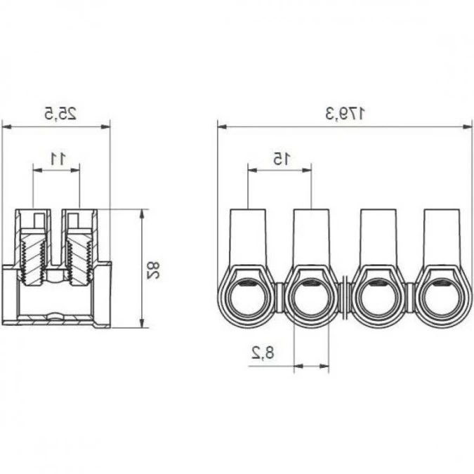 Listwa zaciskowa gwintowa MT 135 N ‑ 35 mm² ‑ 12‑torowa - obrazek 2