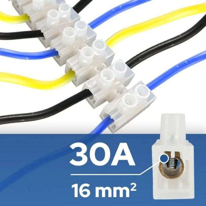 Listwa zaciskowa LTF 12‑torowa do 16mm² 30A biała HOROZ 10szt. - obrazek 1