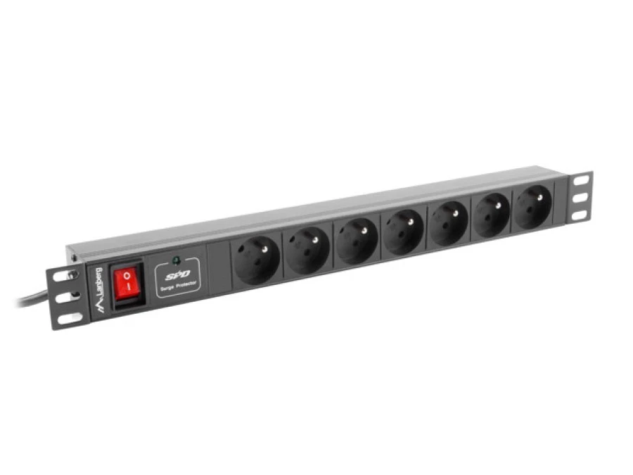 Listwa zasilająca RACK PDU 1U 10A 7x230V PL 2m czarna C14 PDU‑07E‑0200‑IEC‑BK - obrazek 1