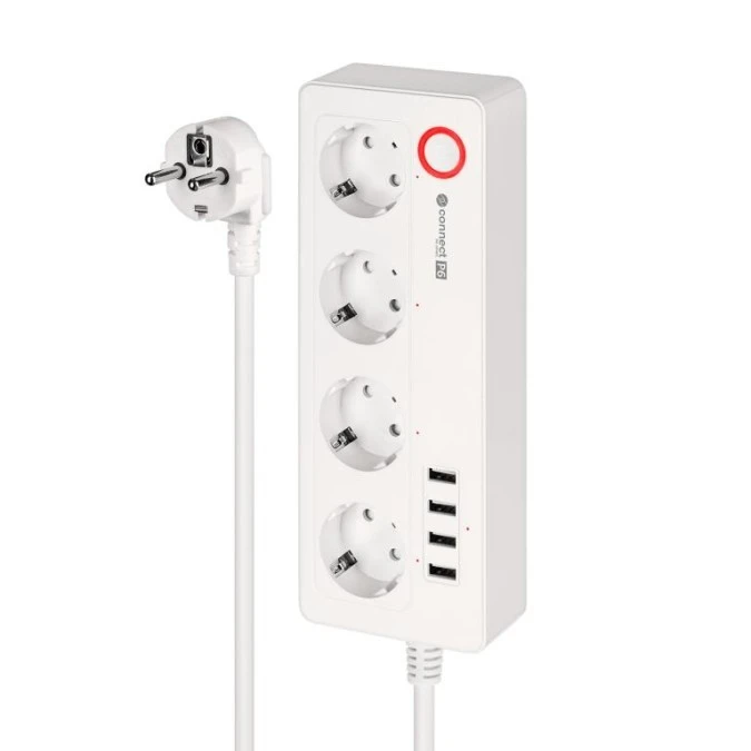 Listwa sieciowa KrugeriMatz 4 gniazda typu niemieckiego i 4xUSB 2100 mA Connect P6 Tuya - obrazek 2