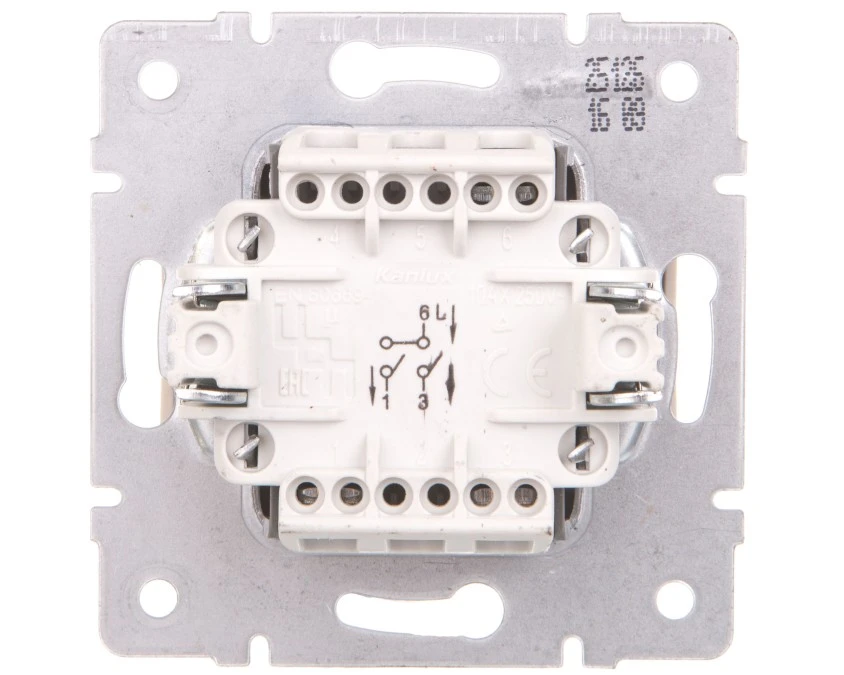 LOGI Łącznik dwugrupowy świecznikowy śrubowy 10AX 250V kremowy 021010103 25126 - obrazek 2