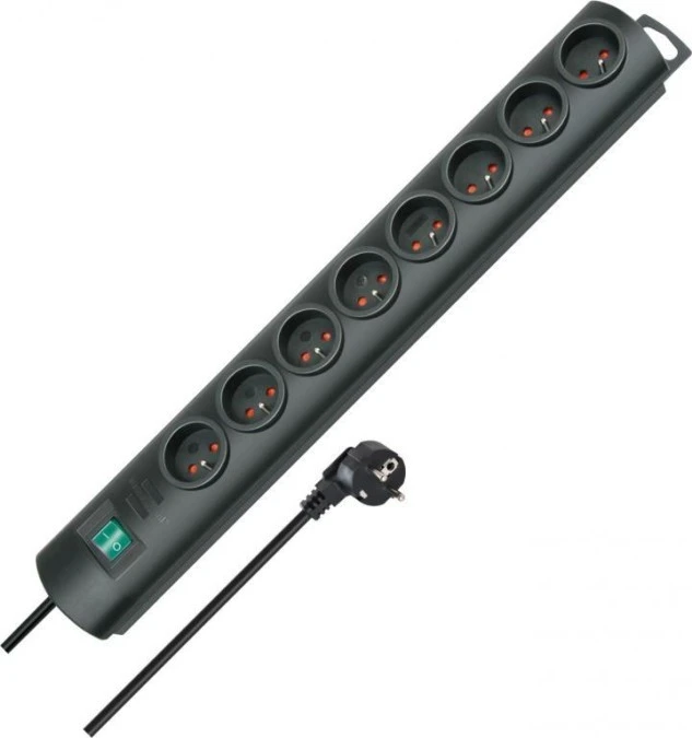 Listwa zasilająca Primera‑Line 8 gniazda czarny 2m H05VV‑F 3G1,5 *FR/BE* 1153304028 - obrazek 1
