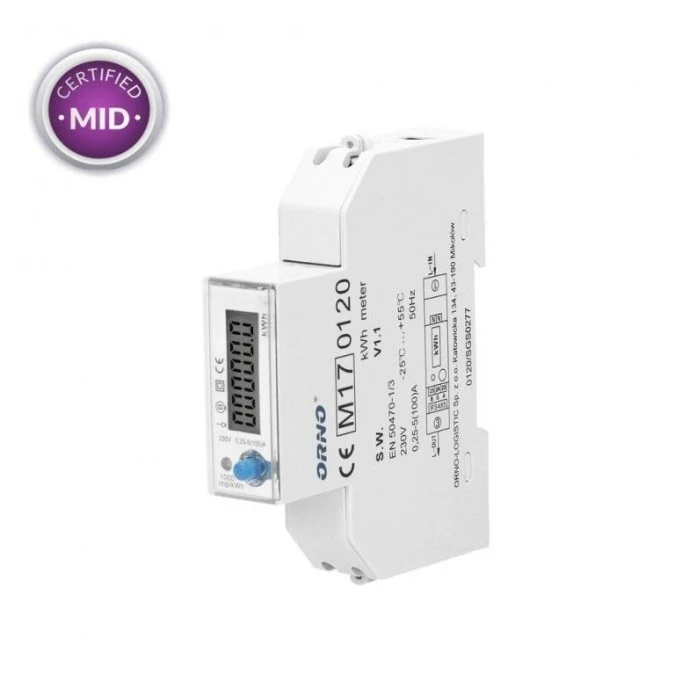 Licznik energii elektrycznej 1‑fazowy 100A wielotaryfowy port RS‑485 MID PV OR‑WE‑526 - obrazek 1