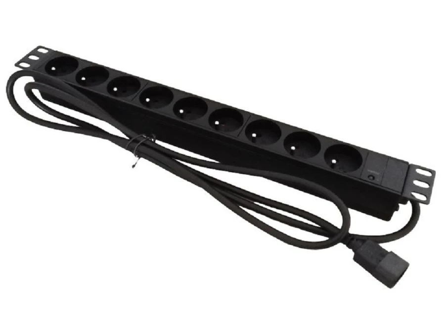 Listwa zasilająca rack 19 cali PDU gniazdo 9 x CEE 7/5 wtyk IEC320 C14 - obrazek 1