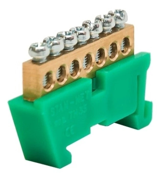 Listwa zaciskowa zerowa 7x10mm2 zielona TH 35‑7/Z - obrazek 1