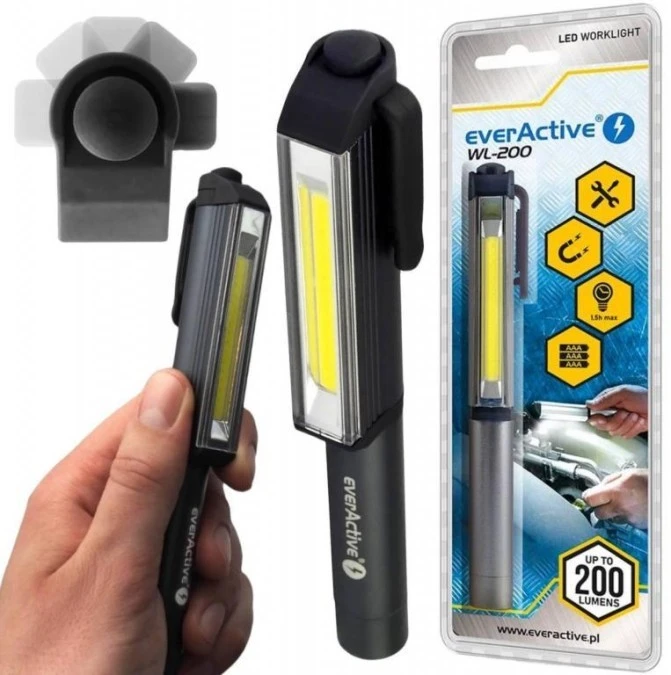 Latarka warsztatowa inspekcyjna COB LED everActive WL‑200 3W 200 lumenów IP44 - obrazek 1