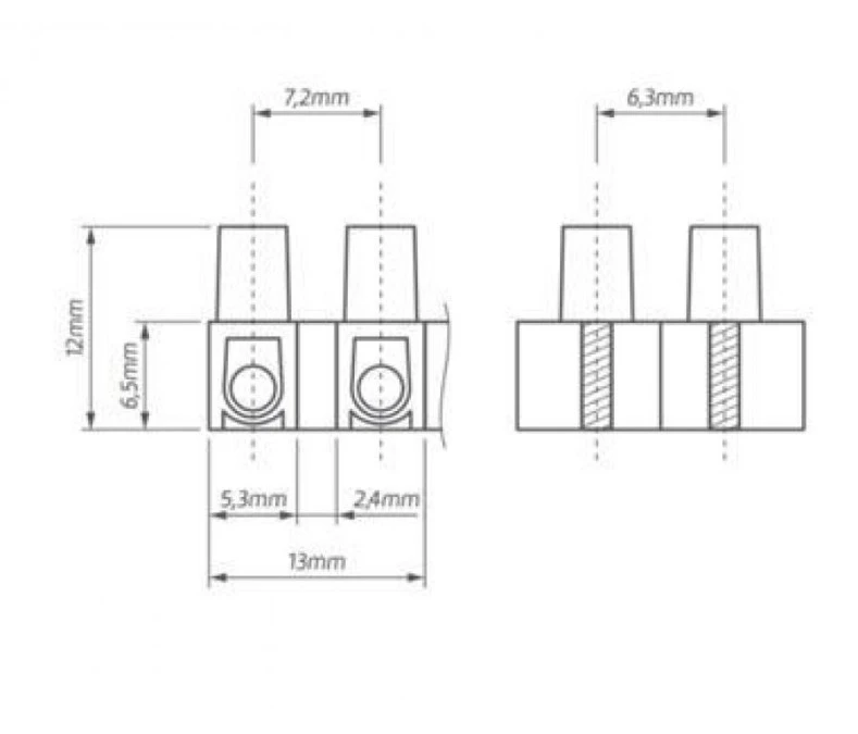 Listwa zaciskowa gwintowa 2,5mm² 12‑torowa LTF12‑2,5 - obrazek 2