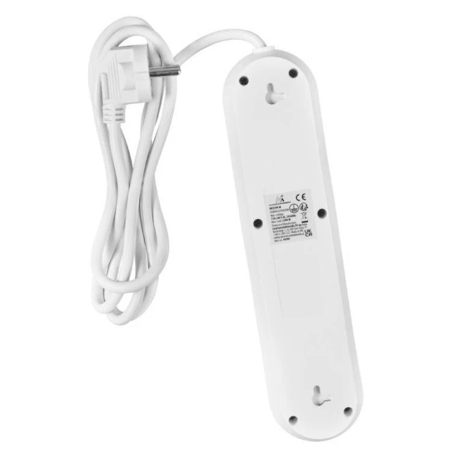 Listwa zasilająca Maclean, przedłużacz 3gniazda + 3xUSB, 110‑240V AC 50/60Hz, 2.1A max 2500W, 1,5m, biała ,MCE394 W - obrazek 3