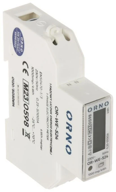 LICZNIK ENERGII ELEKTRYCZNEJ OR‑WE‑524 JEDNOFAZOWY ORNO - obrazek 1