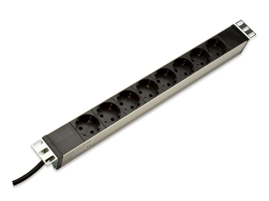 Listwa zasilająca PDU 19 Rack, 8x gniazdo schuko,2.0m, 1x wtyk unischuko, 16A, aluminiowa DN‑95401 - obrazek 1