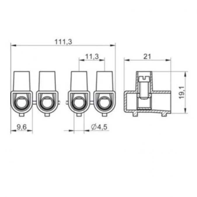 Listwa zaciskowa gwintowa MT 504 ‑ 4 mm² ‑ 10‑torowa - obrazek 2