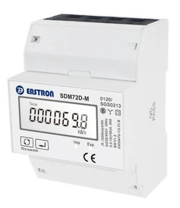 Licznik energii elektrycznej LCD 3‑fazowy 100A 4‑mod MODBUS MID SDM72MB MID - obrazek 1