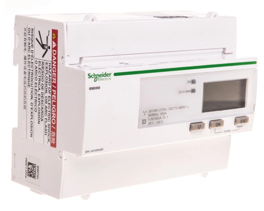Licznik energii elektrycznej 1/3‑fazowy 125A 100‑277/173‑480V kl.1/B Modbus taryfowy cyfrowy modułowy A9MEM3350 - obrazek 1