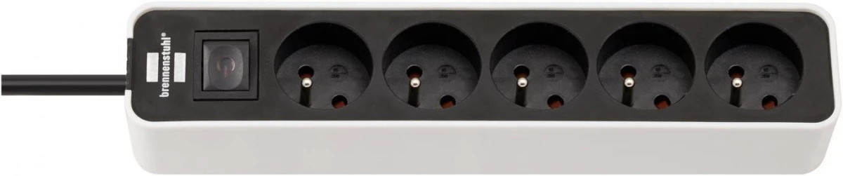Listwa zasilająca 5 gniazd, z wyłącznikiem, biało‑czarna 5m H05VV‑F 3G1,5 *FR/BE* Ecolor 1153254520 - obrazek 1