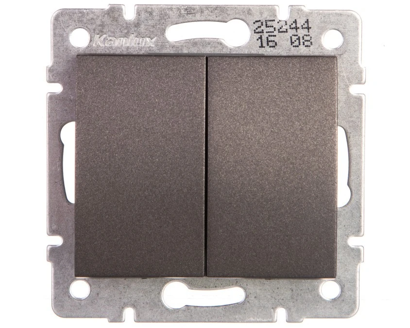 LOGI Łącznik dwugrupowy świecznikowy śrubowy 10AX 250V grafit 021010141 25244 - obrazek 1