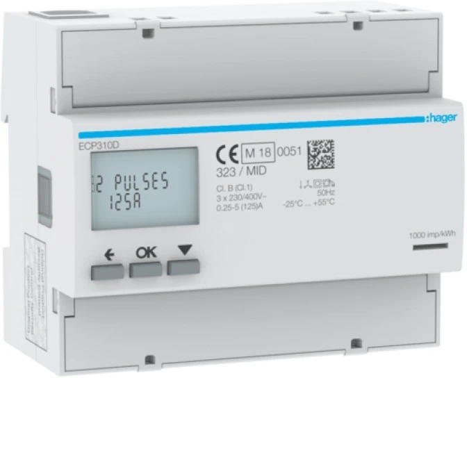 Licznik energii elektrycznej 3‑f, 125A 6M, wyjście imp., MID agardio.measure ECP310D - obrazek 1