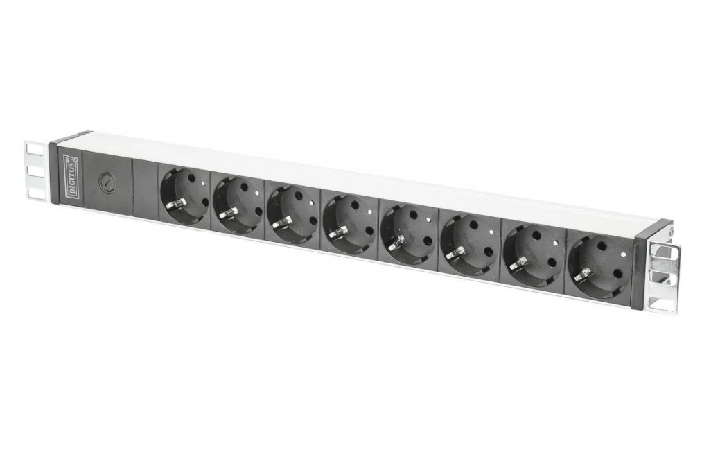 Listwa zasilająca PDU 19 Rack 8x gniazdo schuko 2m 1x wtyk C14 10A aluminiowa DN‑95410 - obrazek 1