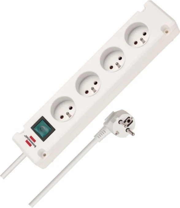 Listwa zasilająca Bremounta 4‑gniazd biały 1,5m H05VV‑F 3G1,5 z wyłącznikiem *FR/BE* 1150651124 - obrazek 1