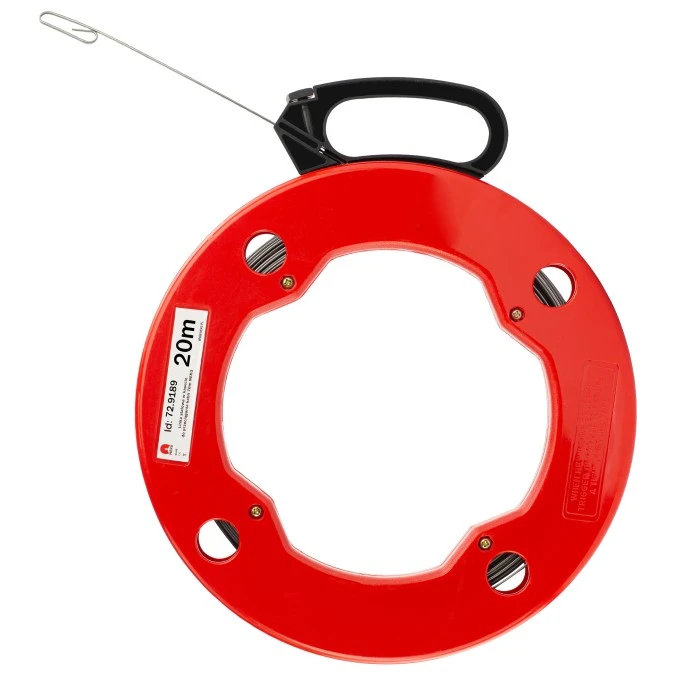 Linka stalowa do przeciągania kabli 1,3x3mm 20m czerwona kaseta NEKU - obrazek 2