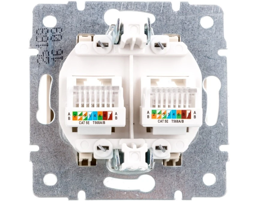 LOGI Gniazdo komputerowe (2xRJ45Cat 5e Jack) niezależne Kremowy 25169 - obrazek 2