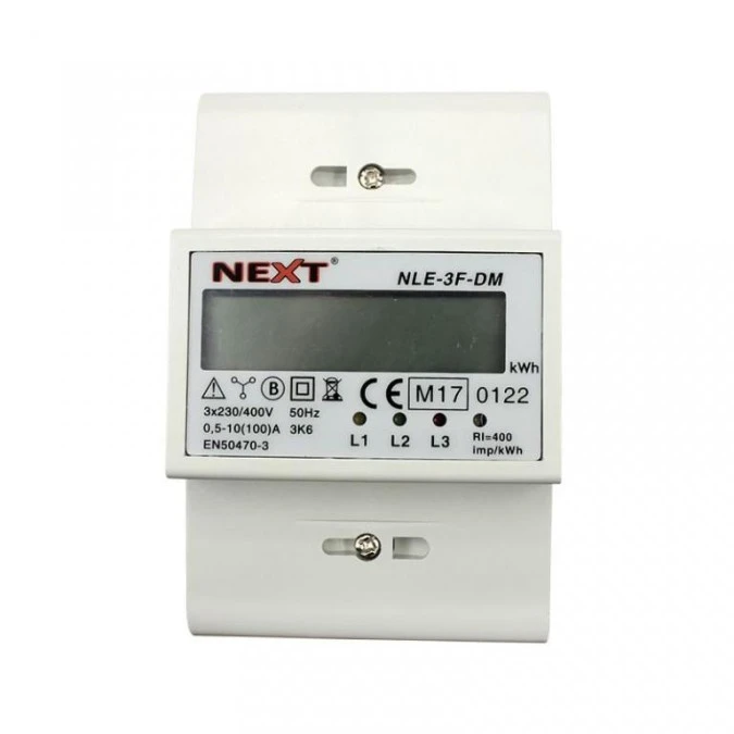 Licznik zużycia energii elektrycznej 3fazowy, MID, na szynę DIN TH‑35, lb 0,5‑10A, lmax 10A NLE3FDM - obrazek 2