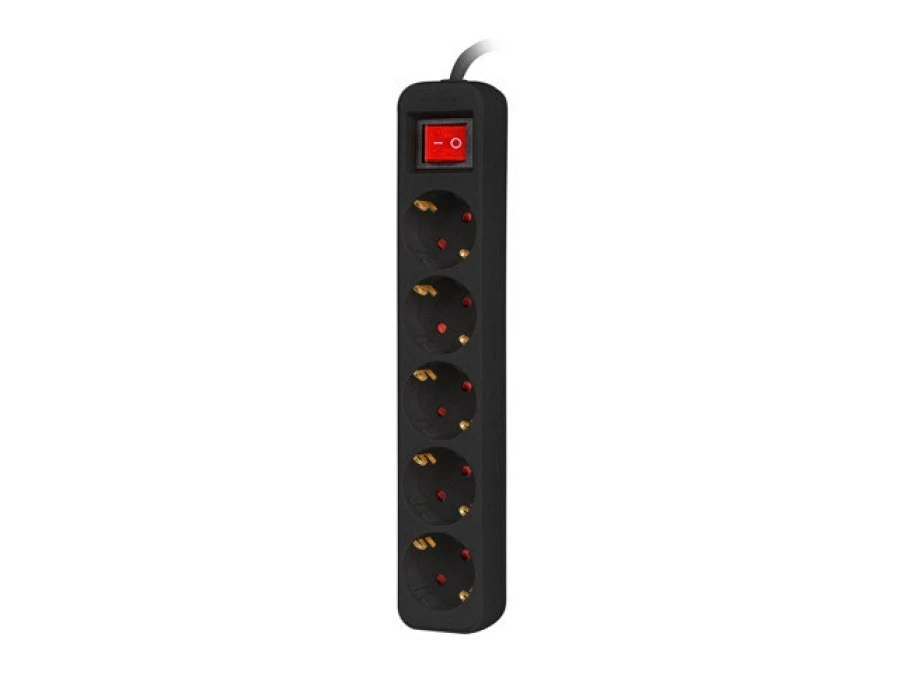 LISTWA PRZEDŁUŻACZ LANBERG 3M 5X 230V SCHUKO Z WYŁĄCZNIKIEM KABEL WYKONANY Z PEŁNEJ MIEDZI CZARNA - obrazek 1