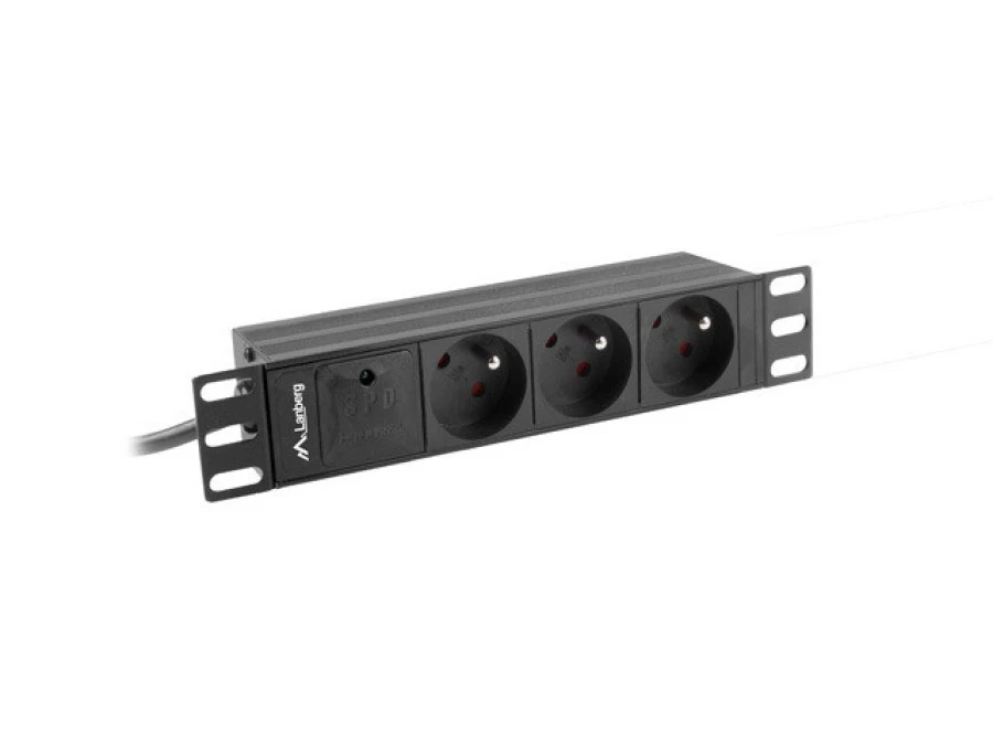 LISTWA ZASILAJĄCA RACK PDU 10 LANBERG 1U 16A 2M 3X 230V PL CZARNA - obrazek 1