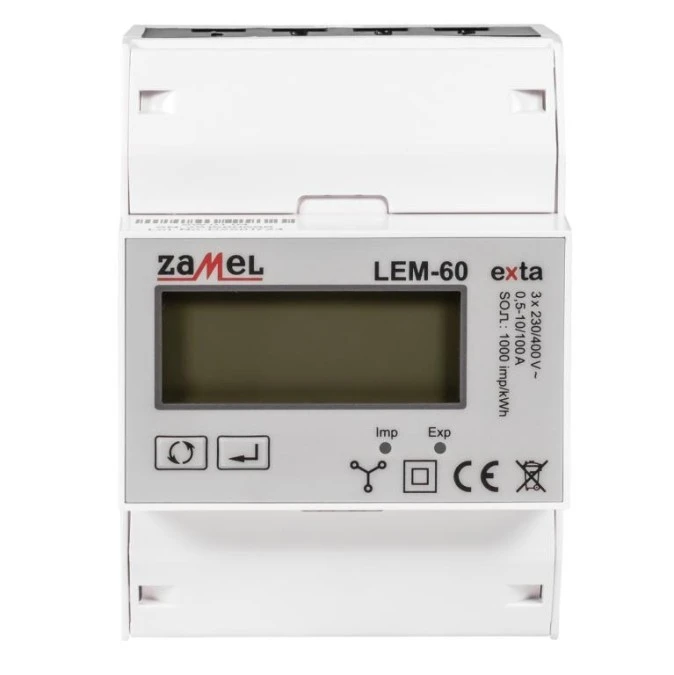 Licznik energii elektrycznej 3‑fazowy MODBUS pomiar bezpośredni do 100A LEM‑60 - obrazek 1