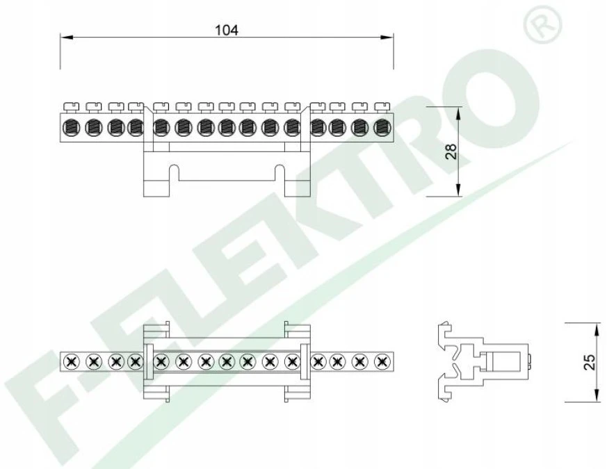 Listwa zerowa 15‑modułowa niska podstawa ‑ niebieska F2.0118 - obrazek 2