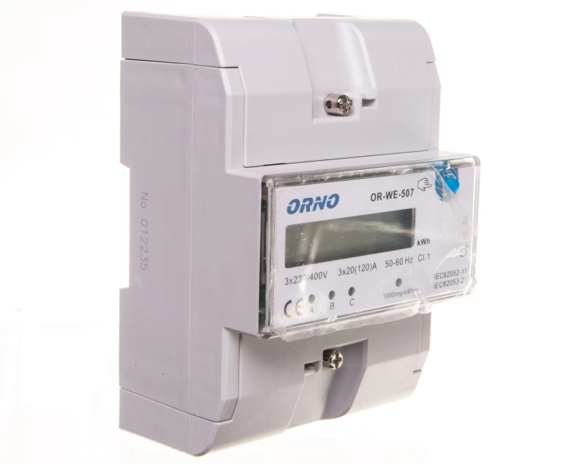 Licznik energii elektrycznej 3‑fazowy 3x20 /120A 3x230/V wyświetlacz LCD OR‑WE‑507 - obrazek 1